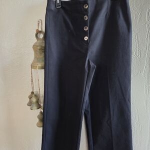 LOFT Elegant Black Pants Size 8 High Waist Button Front